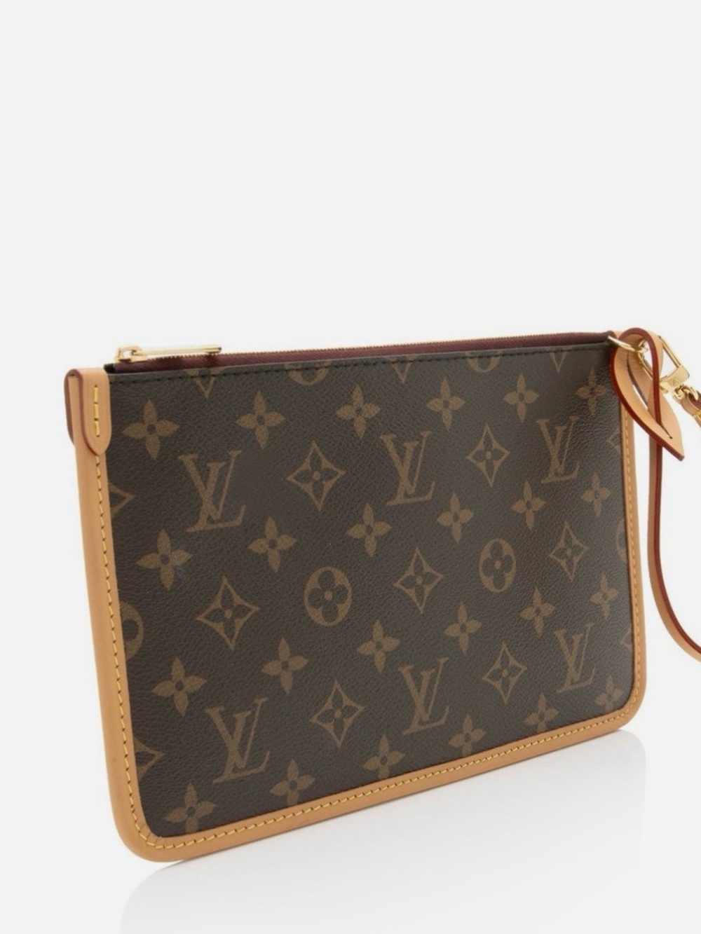 Louis Vuitton Brown Monogram Canvas Wristlet Clutch with Tan Trim - Picture 3 of 5